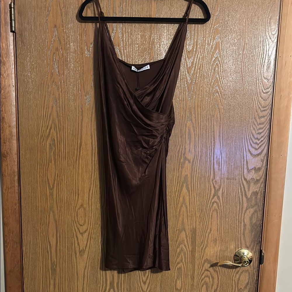 Elegant Brown Sleeveless Dress NWT Zara Size M